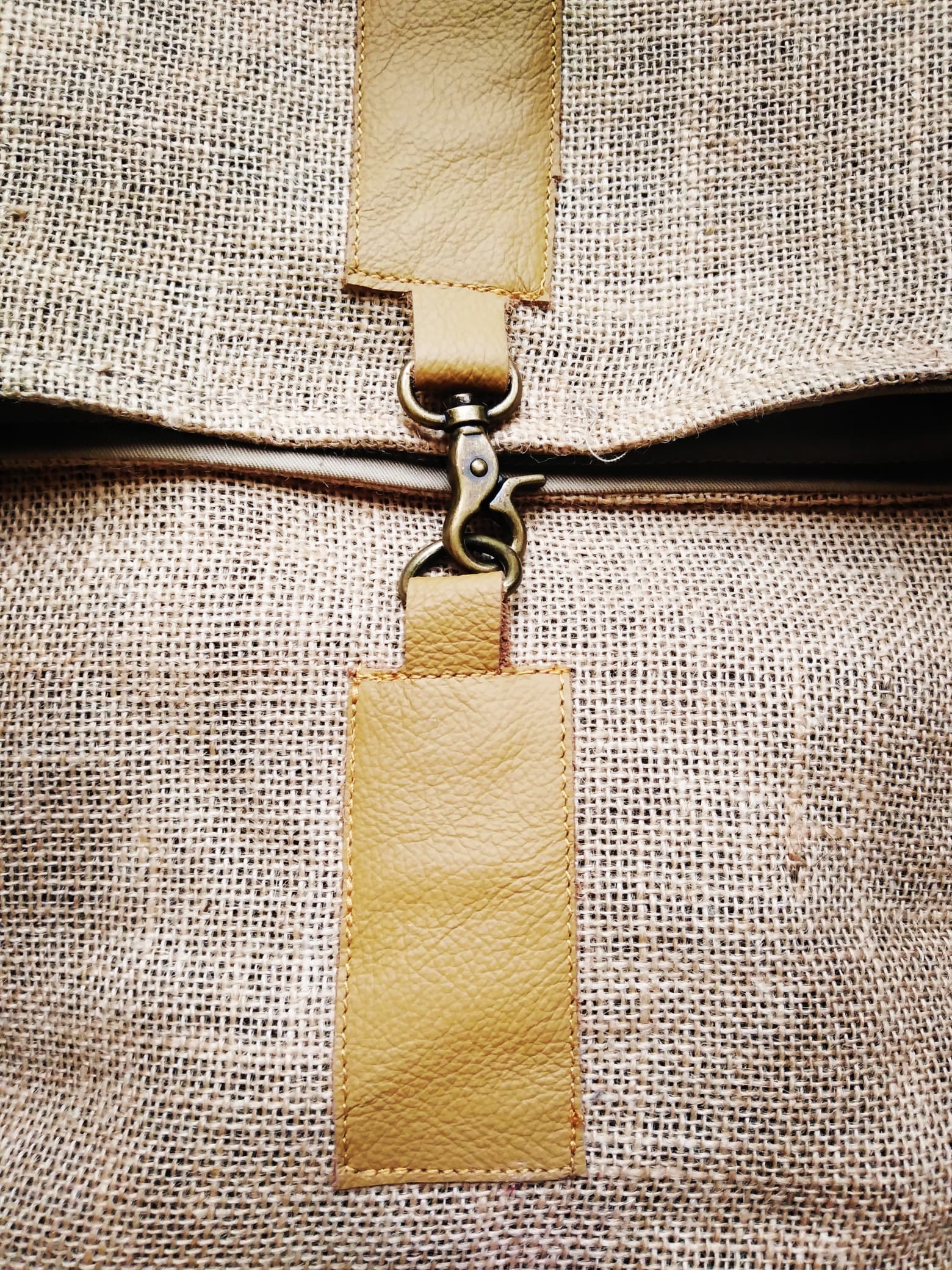 Jabu Jute & Leather Backpack in Beige